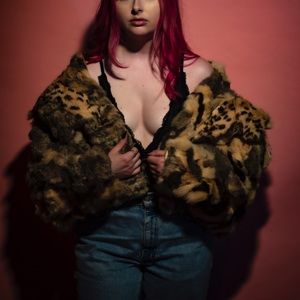 Vintage dyed rabbit fur coat